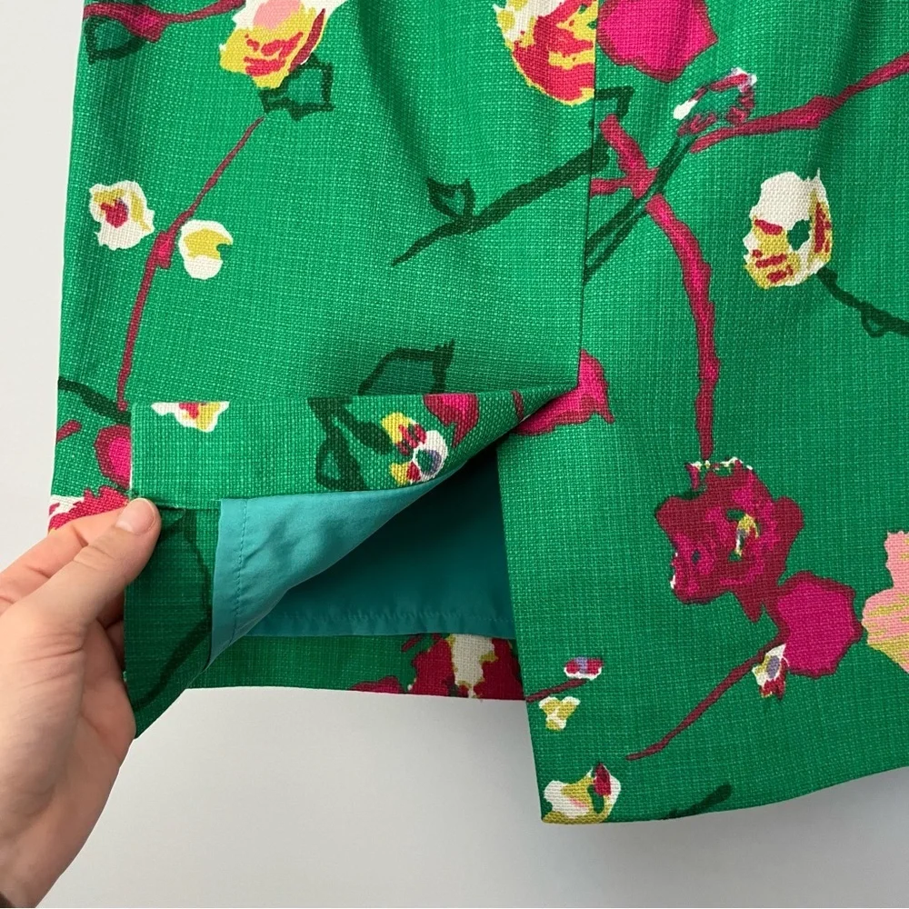 J. Crew Factory Basketweave Springtime Floral 100% Cotton Pencil Midi Skirt Sz 6